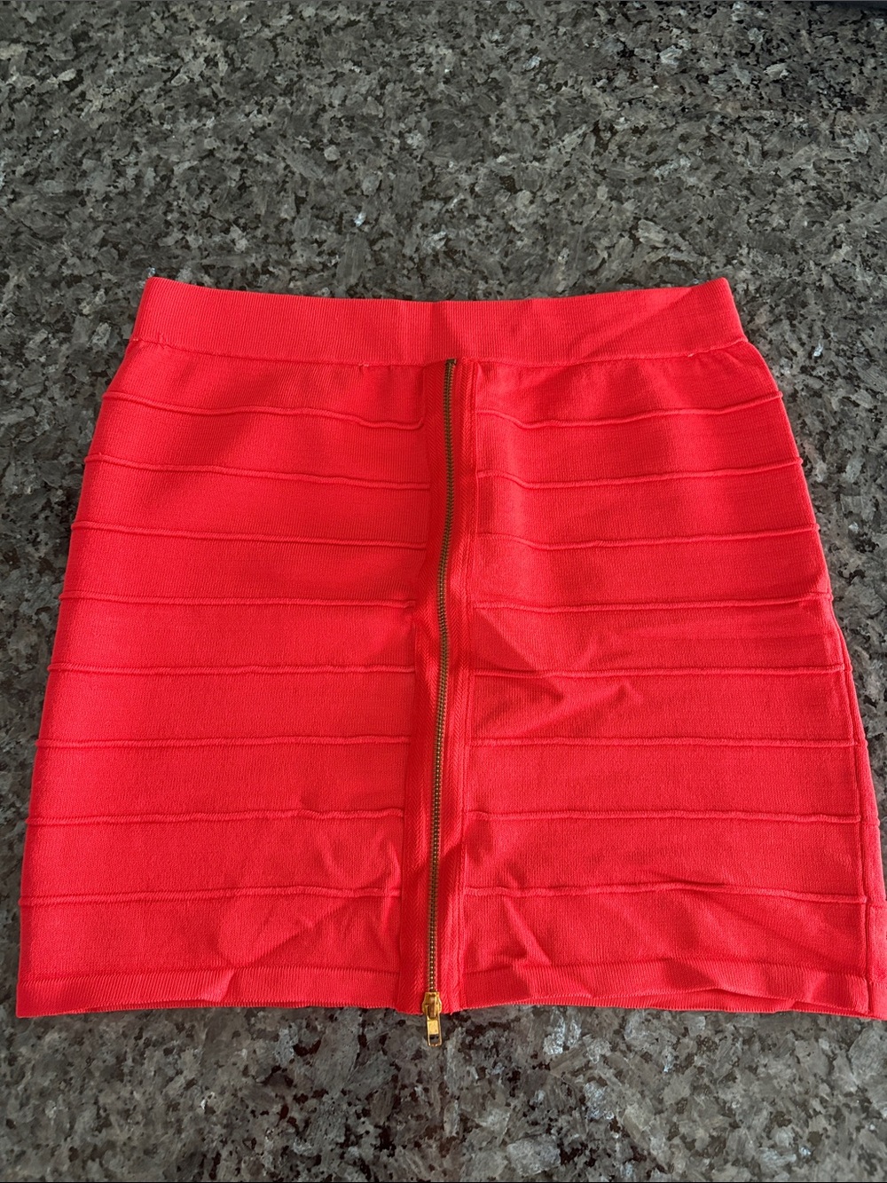 Say What? Red Zip-Front Bandage Mini Skirt